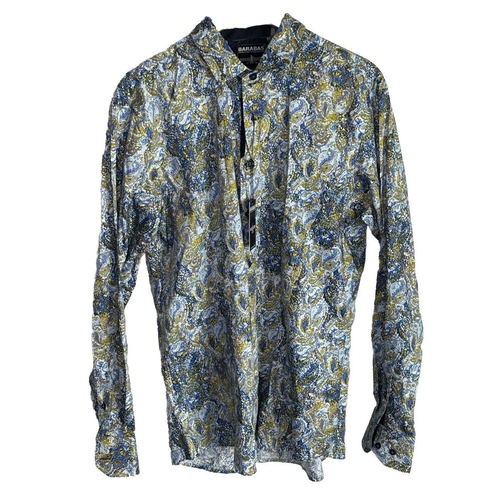 Barabas Men's‎ Blue Collared Casual Button Down Long Sleeve Shirt Size XL NWT
